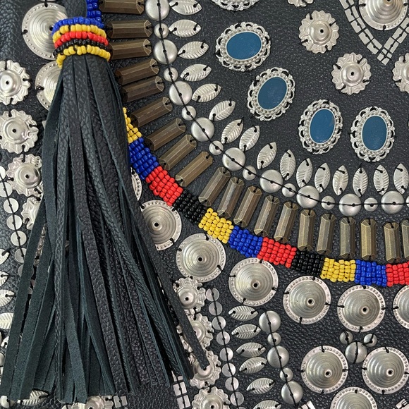 NWT Cleobella Black Leather Embellished Clutch - Picture 7 of 7